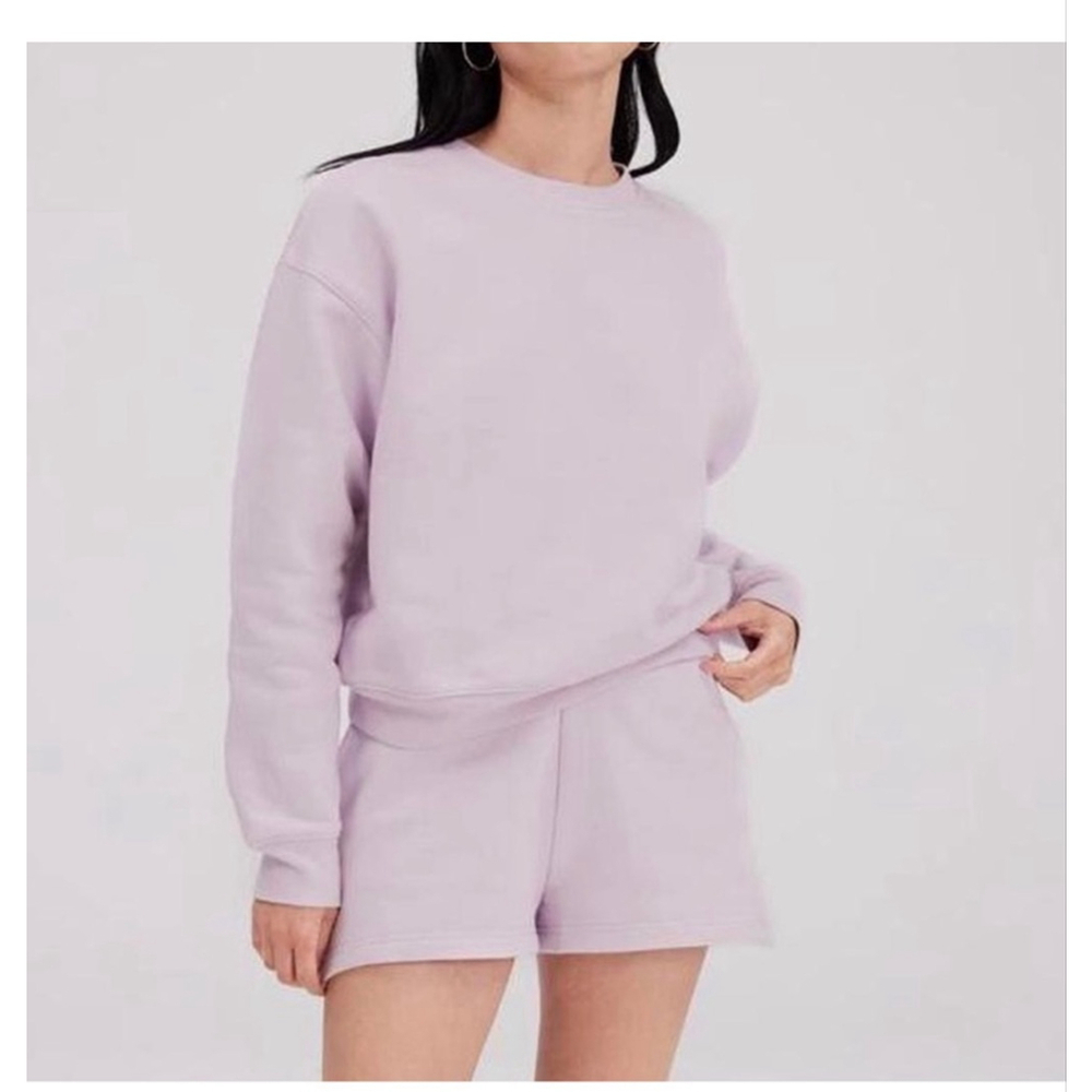 Girlfriend Collective Orchid Lilac Lavender Pink 50/50 Cropped Pullover- Small